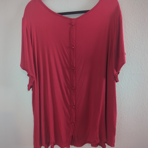 Torrid Blouse Red T-Shirt Buttons on Back Scoop Neck Women's Plus Size 4X - Picture 3 of 6